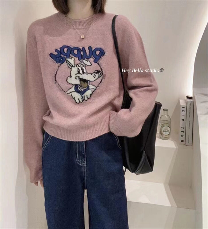 【HEY BELLA】Round neck loose pullover warm sweater B9893# L