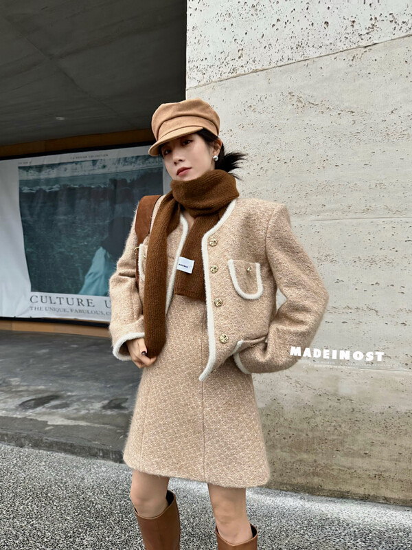 [Osha MADEINOST] High-end sense of small fragrance custom private service wool short coat with 40% wool 87371