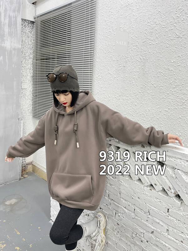 【9319】Korean style loose hooded sweater 15008# L