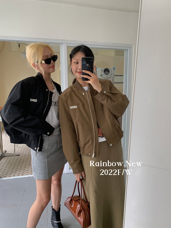 Original price 146.51! 【RAINBOW】Padded locomotive cool all-match baseball uniform short jacket (solid color simple) 06178# FHX