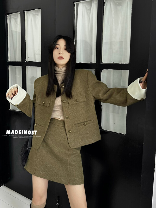 【Osha MADEINOST】Winter new style high-quality hit color thickened short jacket (Xiaoxiang style retro) 87388# FHX