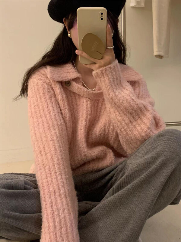[ARE YOU] solid color all-match Korean warm sweater 757# L