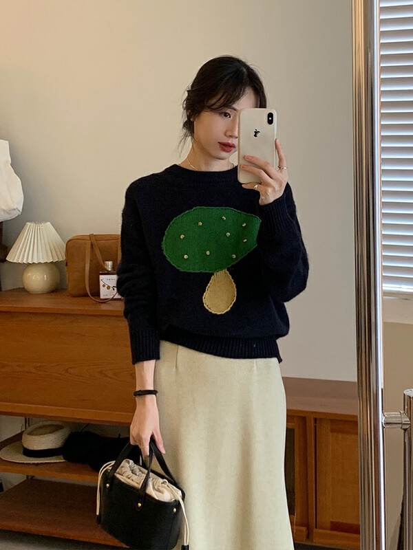 【MK】Mushroom print warm sweater s202# HJY