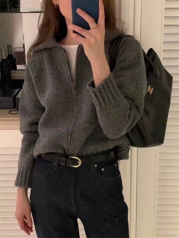 [ARE YOU] Little fashion zipper all-match warm sweater YS4-801# L