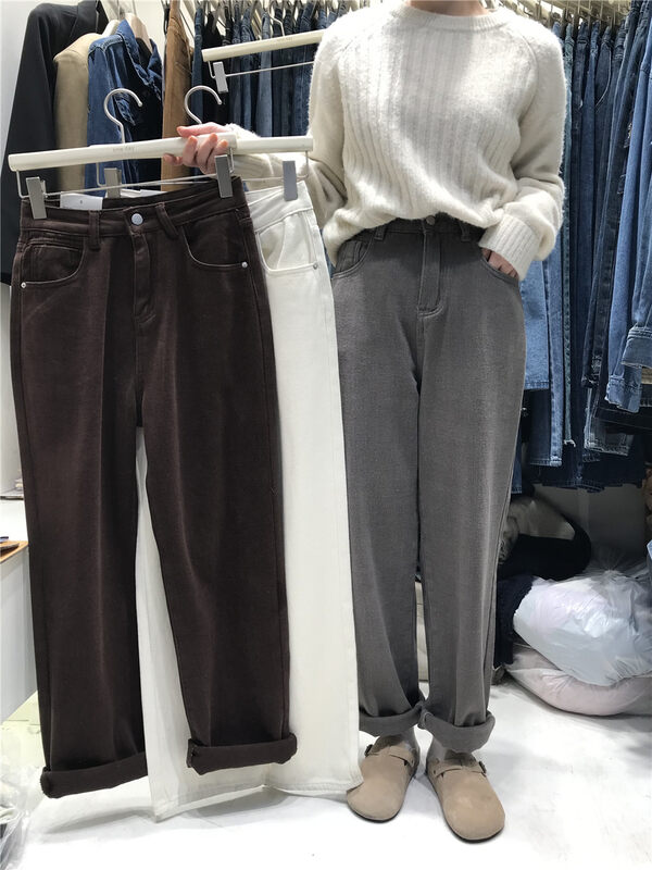 【MEET ME】Slim and comfortable all-match fleece jeans 81130# L