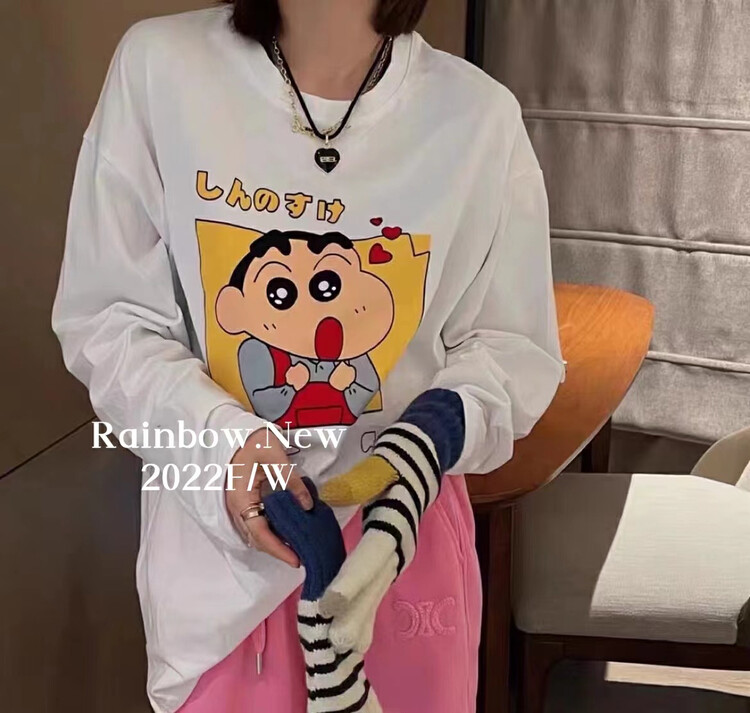 【RAINBOW】Crayon Shinchan cute long-sleeved T-shirt loose round neck all-match top 66012