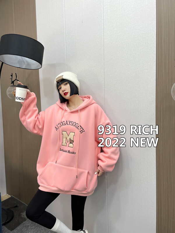 【9319】Northern fleece M-embroidered hooded sweater 15012# L