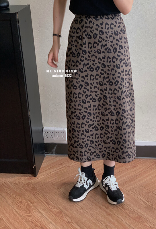 Original price 33.84! New in autumn! 【CHEN/MK】Korean style leopard print temperament skirt 3602# HJY
