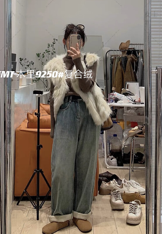 [JIAJIATMMT Muli] plus velvet straight daddy jeans 9250# L