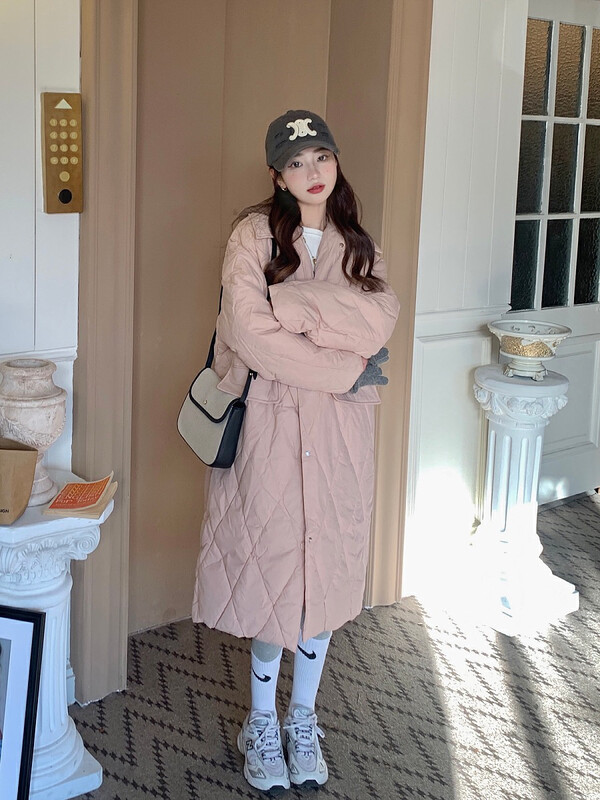 【L.L STUDIO】Slim and Loose Korean Rhombus Warm Padded Jacket (With Detachable Hat) 78527# PCZ