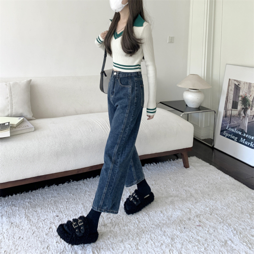 Real shot#Large size women's clothing, small pear shape, radish jeans, women's loose high waist daddy harem pants trendy