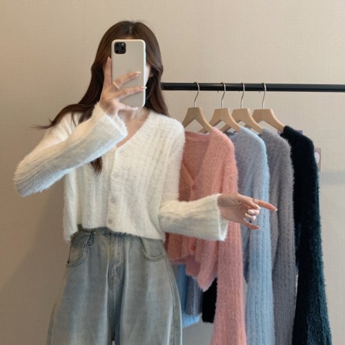 Real price real price autumn and winter new all-match slim cardigan sweater sexy fur sweater women