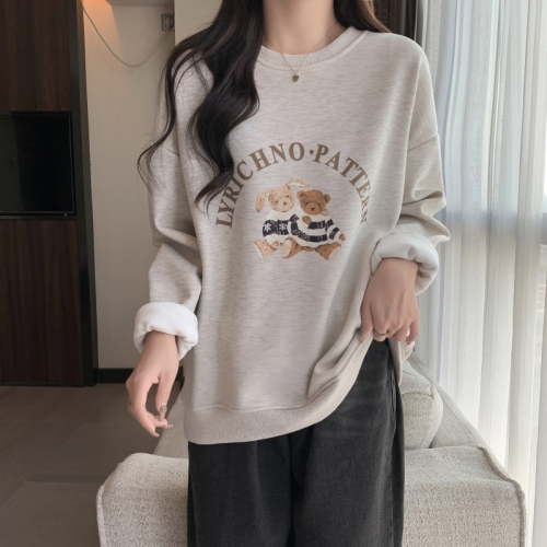 Real shot, real price, velvet and thickened 400g composite silver fox fleece sweater women's autumn and winter round neck