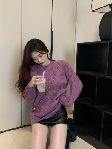 Real price real price autumn and winter new lazy loose outer wear twist mid-length knitted sweater women