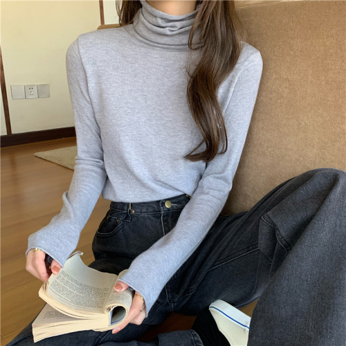Real shot Autumn/easy to wear multi-color high-neck bottoming shirt All-match solid-color pile-neck sweater sweater