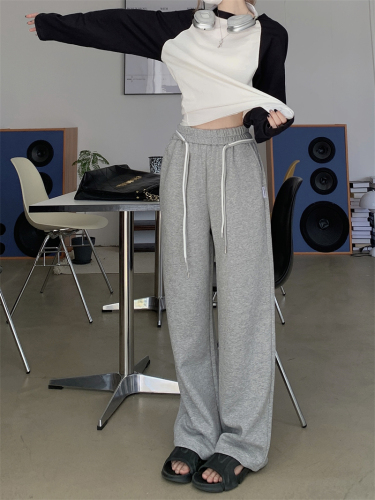 Real shot~Simple all-match straight sweater pants
