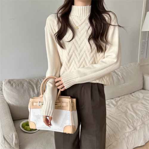 Real shot real price autumn and winter high collar bottoming sweater twist all-match pullover knitted bottoming shirt