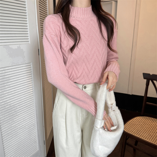 Real shot real price autumn and winter high collar bottoming sweater twist all-match pullover knitted bottoming shirt