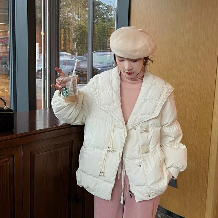 [L.L STUDIO] Age-reducing navy collar loose warm down jacket (90% white duck down) 78586# PCZ