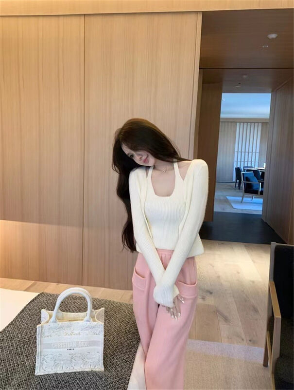 【MS STUDIO】Halting neck fake two-piece pullover sweater (knitwear only) 3358# PCZ