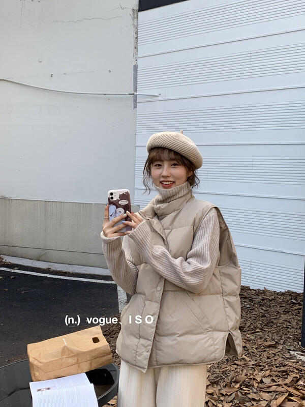 【ISO Korean Style】Comfortable and Versatile Vest Warm Down Jacket (Contains 90% Down) 66630# HJY