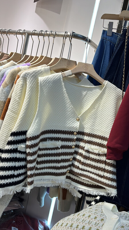 Original price 77.83! 【MISS KOREA】Striped layered all-match warm sweater 9299# HBX