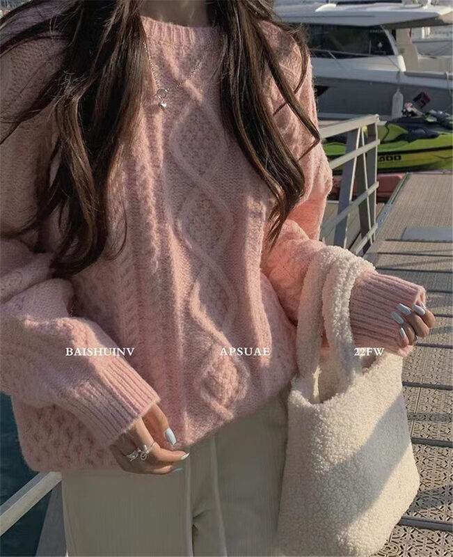 【MS STUDIO】Soft Waxy Twist Lazy Wind Warm Sweater 5596# PCZ