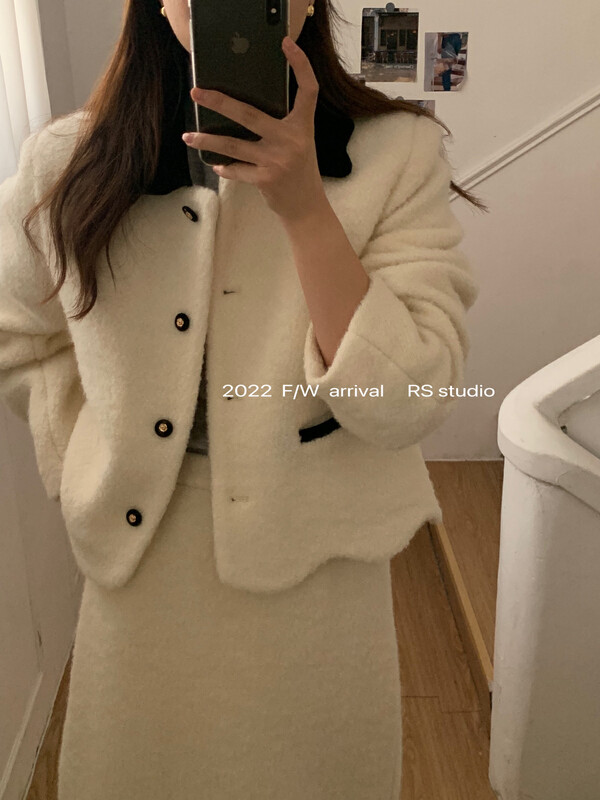 【RS】Wavy Xiaoxiang Down Jacket + Slim Ladies Skirt Set LL0350# FHX