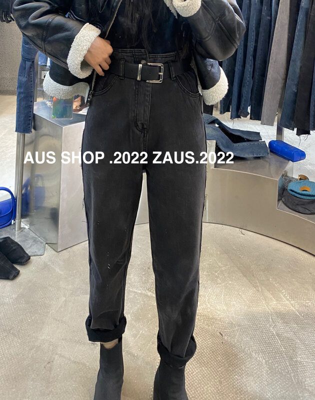 【AUS】High waist slim fleece harem jeans (with belt) S163A# LSW