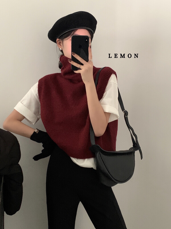[Lemon Green Tea] Niche Retro Lazy Style Layered Thick Knitted Vest KK-072