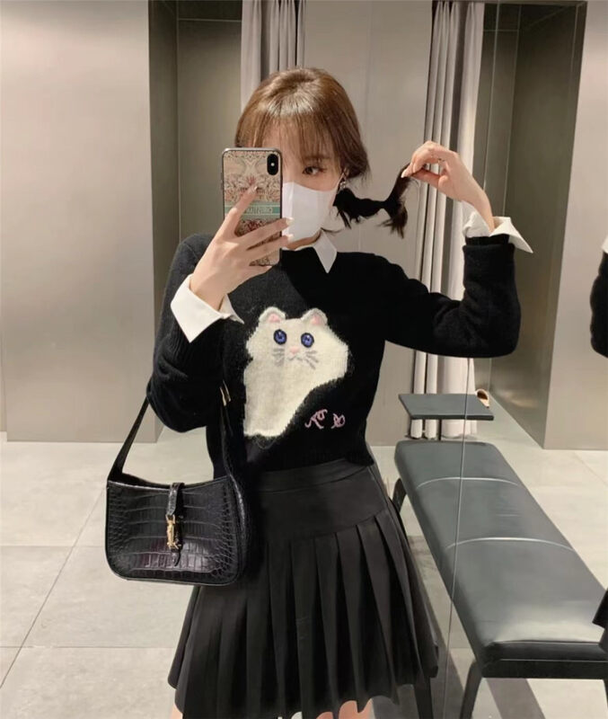 [MS STUDIO] round neck cartoon print warm sweater 3216# PCZ