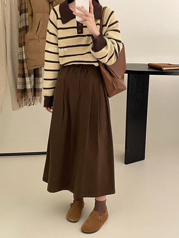 【KITTIN】Korean casual brushed skirt 6150