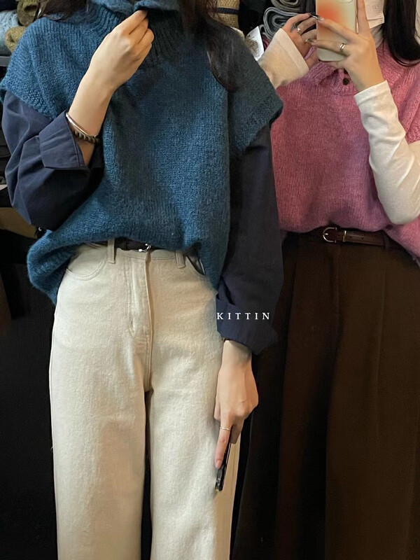 【KITTIN】Korean Lapel Versatile Layered Vest 1673