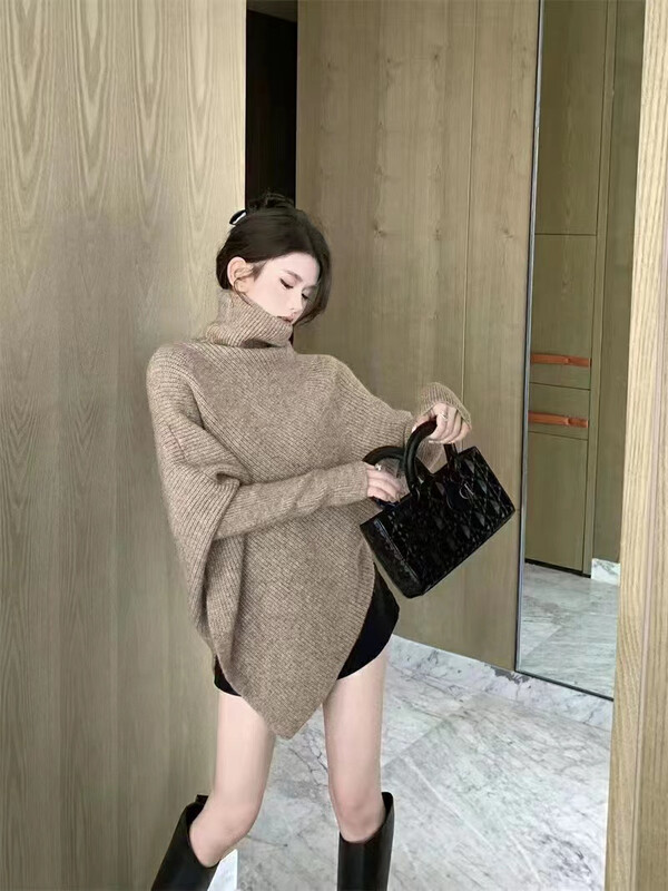 【L.L STUDIO】Irregular design high collar loose all-match warm sweater 78551# PCZ