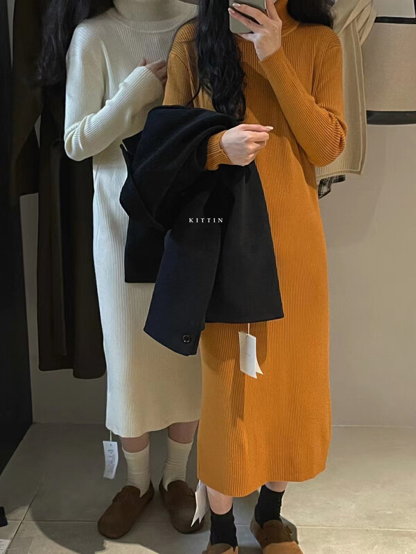 【KITTIN】Korean style all-match high-neck bottoming dress 5170