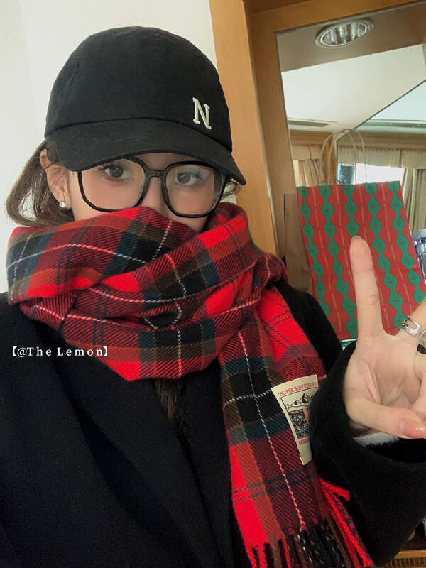 【Lemon Green Tea】Winter New Vintage Plaid Tassel Scarf TM-060