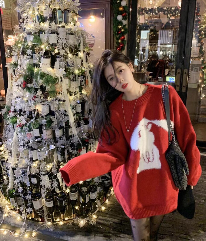 【MS STUDIO】Christmas bunny knitted warm sweater YS1-09568# PCZ