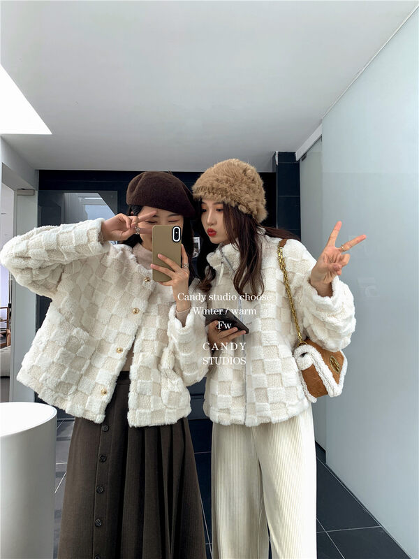 【CANDY Candy】Plaid Short Jacket with Stand Collar YS2-3706# ZJY