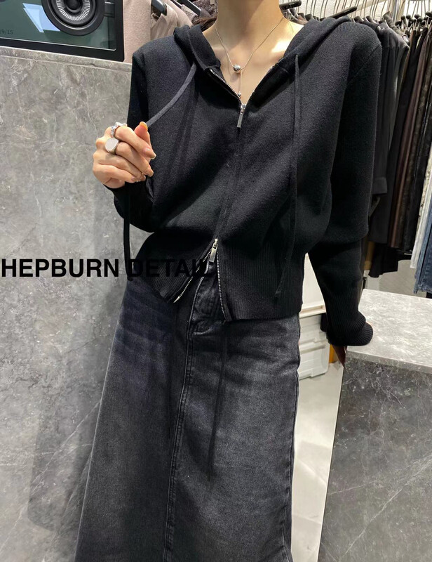 【HEPBURN Hepburn】thick hooded knit cardigan (all-match and slimming) 771-1# FHX