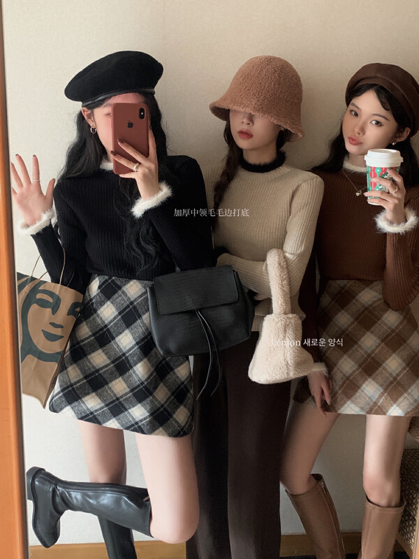 【Lemon Green Tea】Korean style stylish and chic furry edge sweater 00-282
