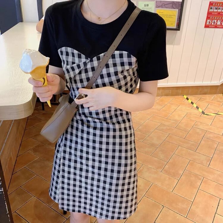 【Y.JIA】Sweet age-reducing all-match fake two-piece dress YS1-9558