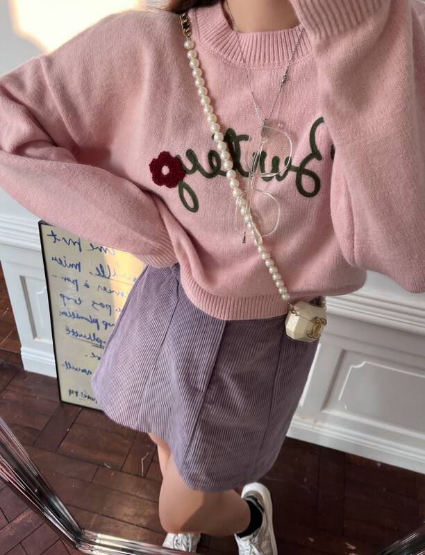 【MISS KOREA】Simple all-match letter embroidery warm sweater 5367-1# HBX