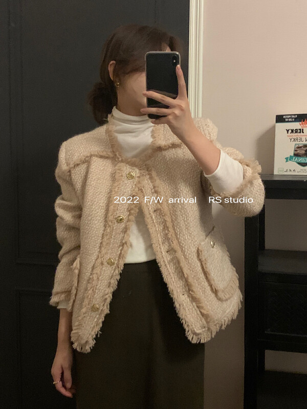 【RS】Exquisite fringed small fragrant wind warm down jacket (90% white duck down) KL8138# FHX