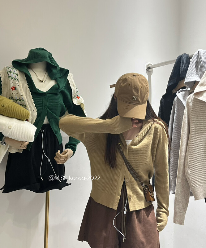New autumn models! 【MISS KOREA】Korean fashion hooded all-match knitted cardigan (knitted cardigan only) 9880# HBX
