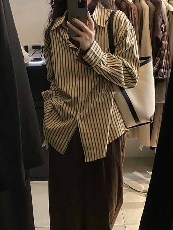 【KITTIN】Korean custom striped shirt 8701# FHX