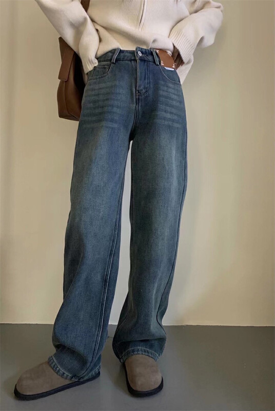 【JIAJIATMMT木里】複合厚絨闊腿牛仔褲  T6106#  L
