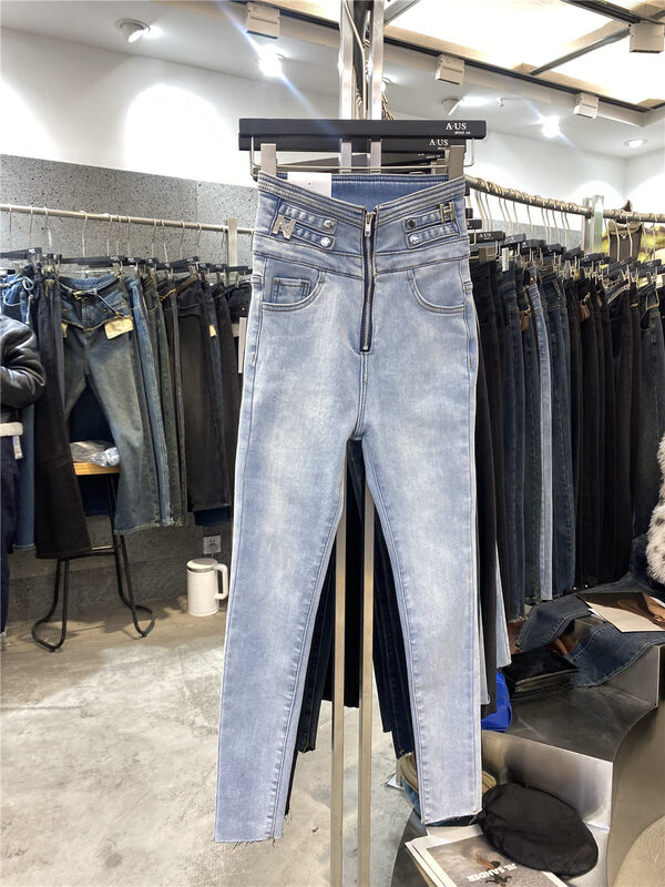 [AUS] Flocking all-match cigarette pipe skinny jeans G677A# LSW