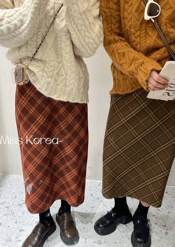 【MISS KOREA】Retro plaid temperament skirt 5330-1# HBX