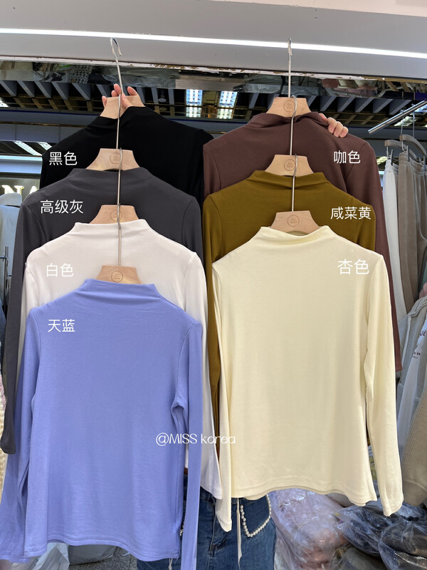 Original price 29.32! [MISS KOREA] solid color all-match plus velvet elastic bottoming shirt 5306# HBX
