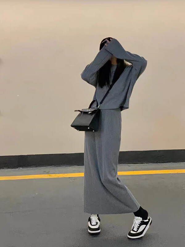 【MI NI】Simple short shirt + high waist slim skirt suit 9611-1# PCZ